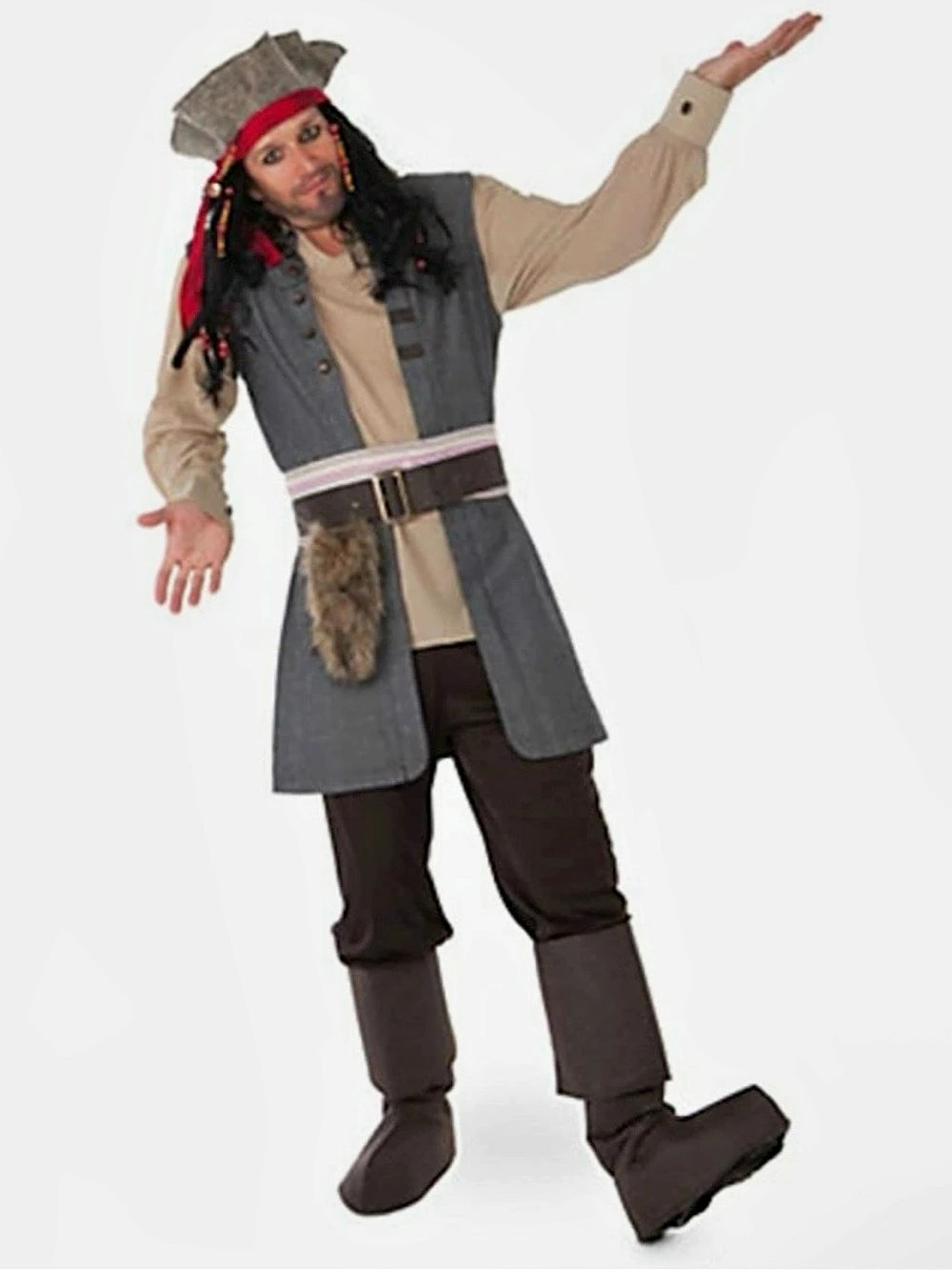 Disney Men’s Pirate Costume Brown Gray Size Small